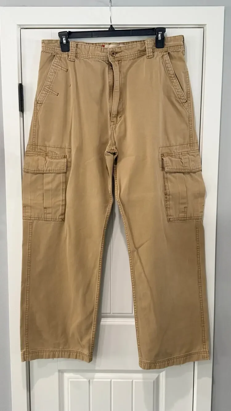Levi's Cargo Pants Mens 38x32 Beige Canvas Multi Pocket Relaxed Fit